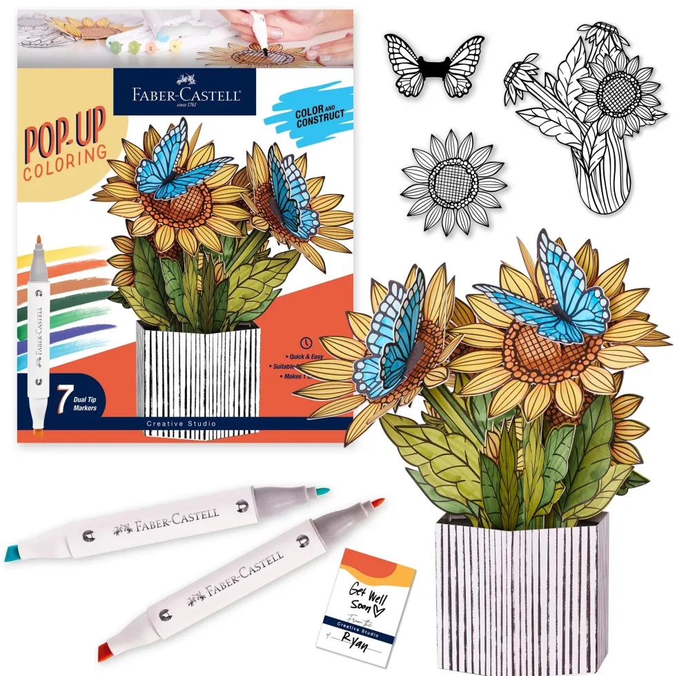 Faber-Castell Pop Up Coloring Bouquet - Sunflowers & Butterflies