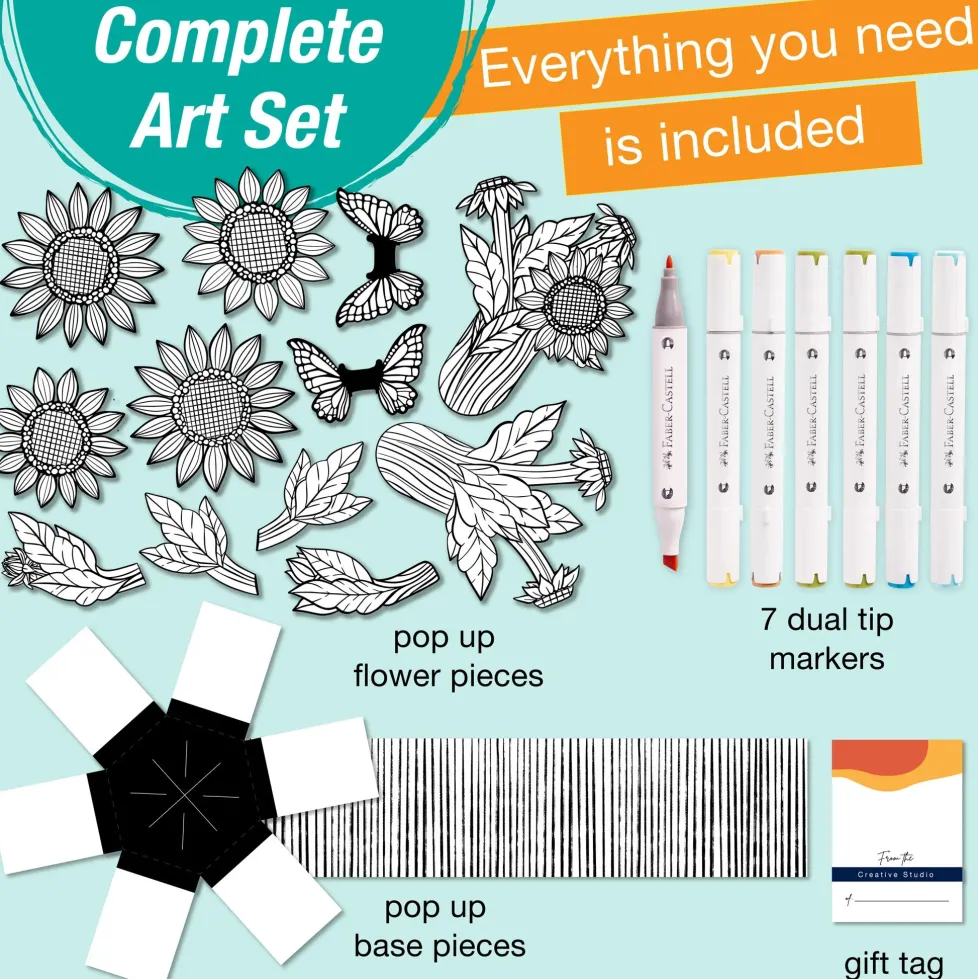 Faber-Castell Pop Up Coloring Bouquet - Sunflowers & Butterflies
