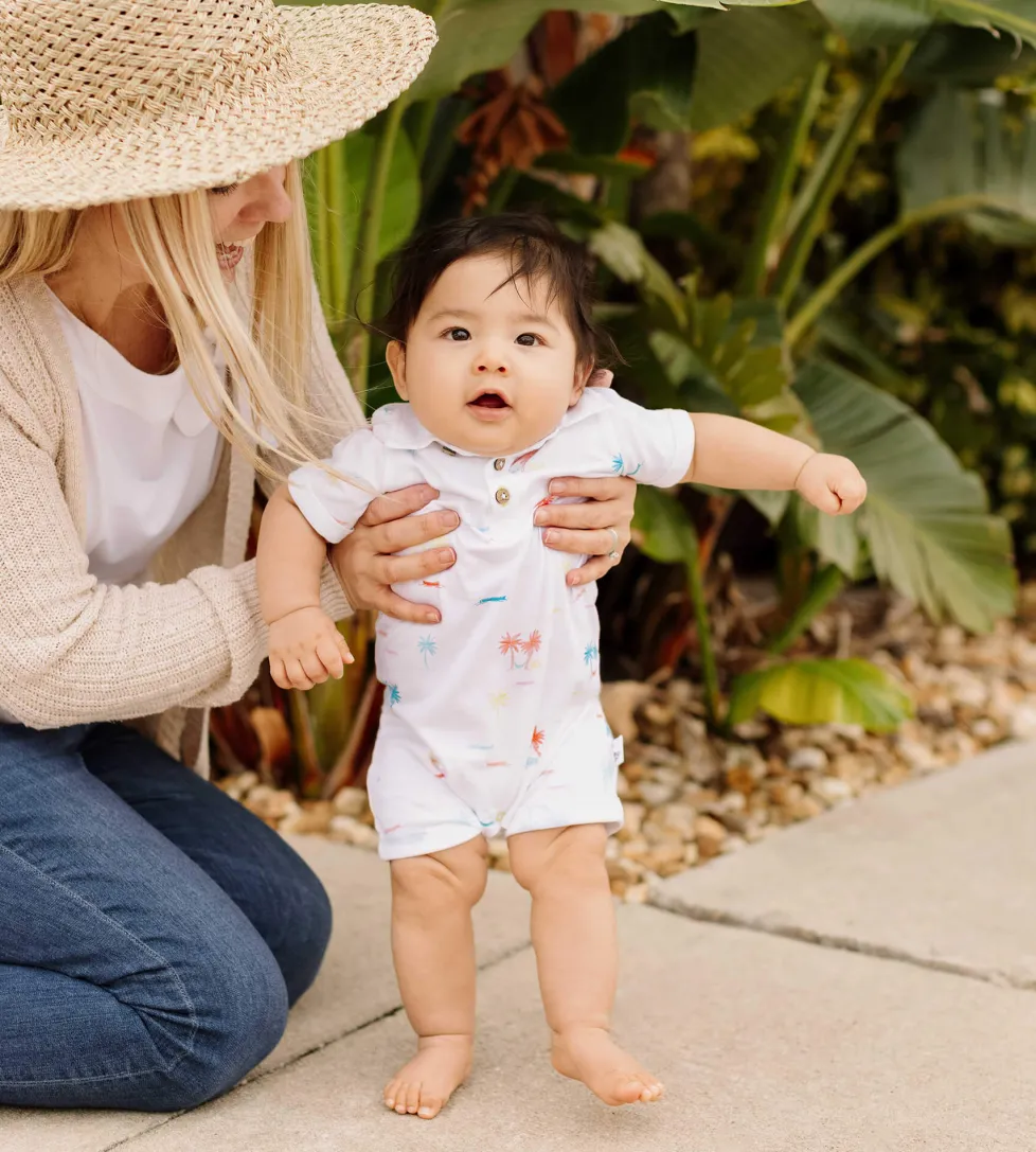 Burt's Bees Organic Baby Beach Shack Polo Romper