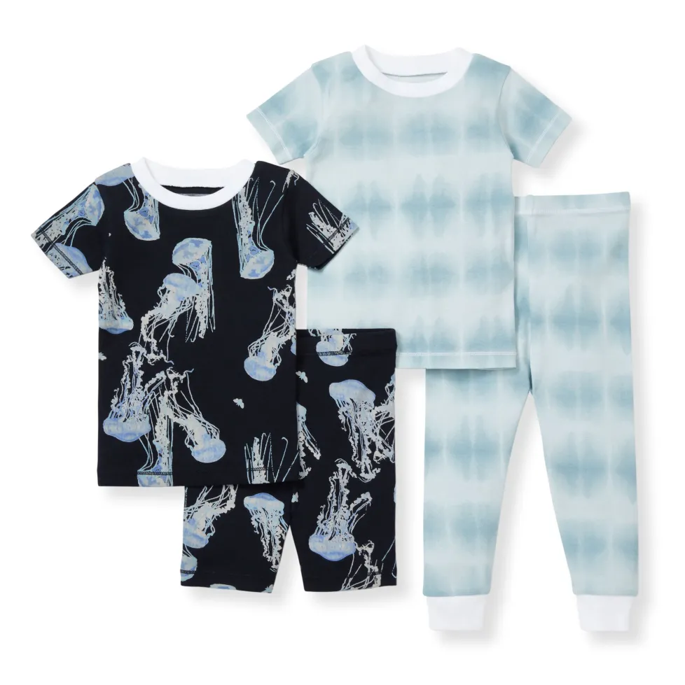Burt's Bees Organic Snug Fit Two-Piece Pajamas 2-Pack: I'm Jelly & Printed Tie Dye