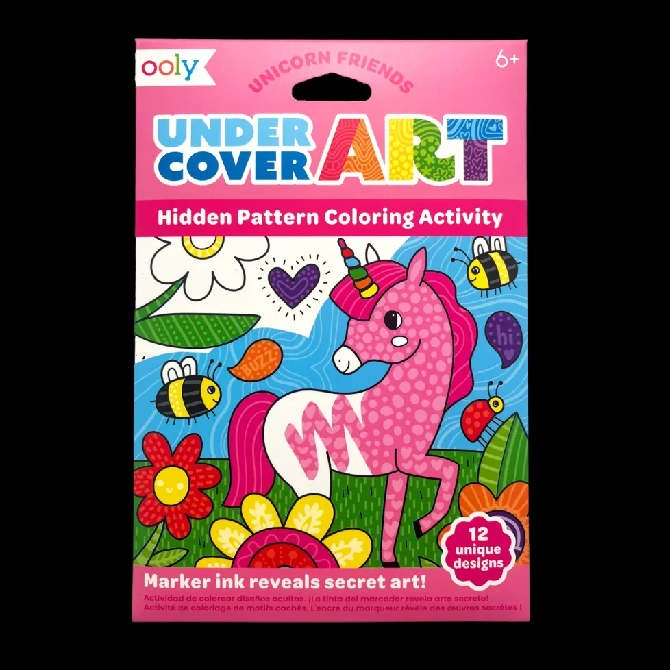 Ooly Undercover Art Hidden Pattern Coloring Activity Art Cards - Unicorn Friends