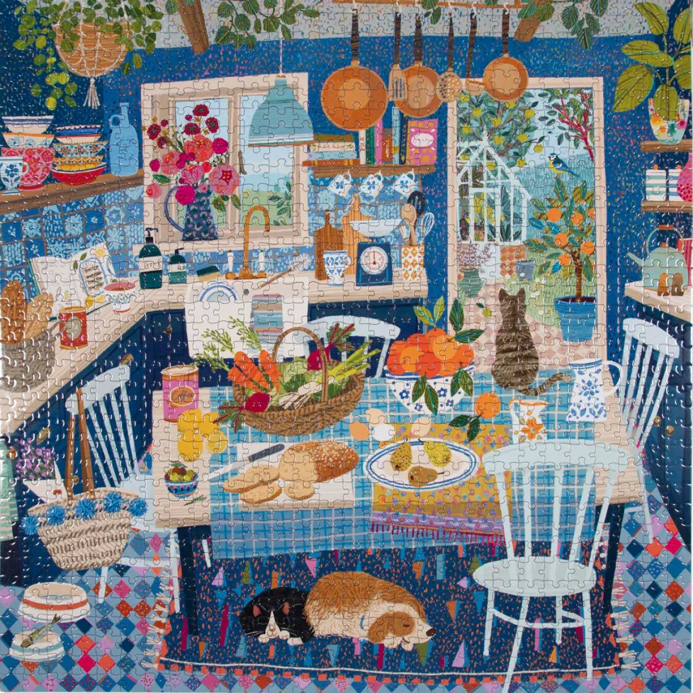 eeBoo 1000 Piece Puzzle Blue Kitchen