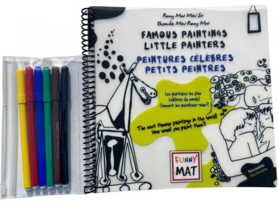Mini Funny Mat Set with 6 Markers - Famous Paintings