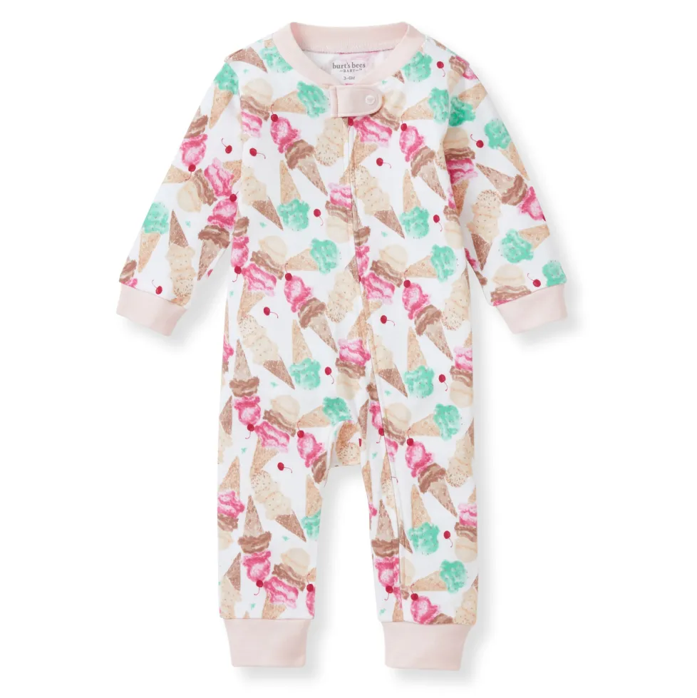 Burt's Bees Organic Baby One-Piece Footless Sleep & Play Mini Ice Cream Social