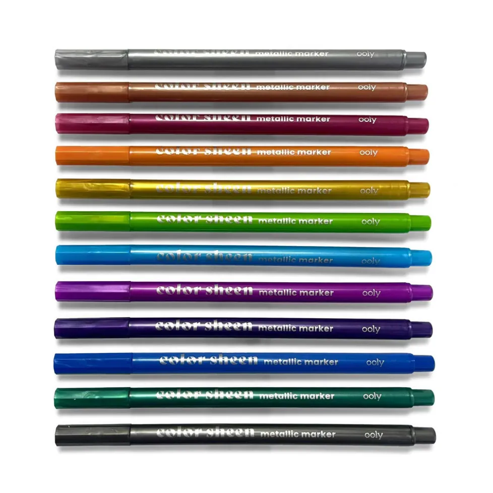 Ooly Color Sheen Metallic Colored Felt Tip Markers - Set of 12