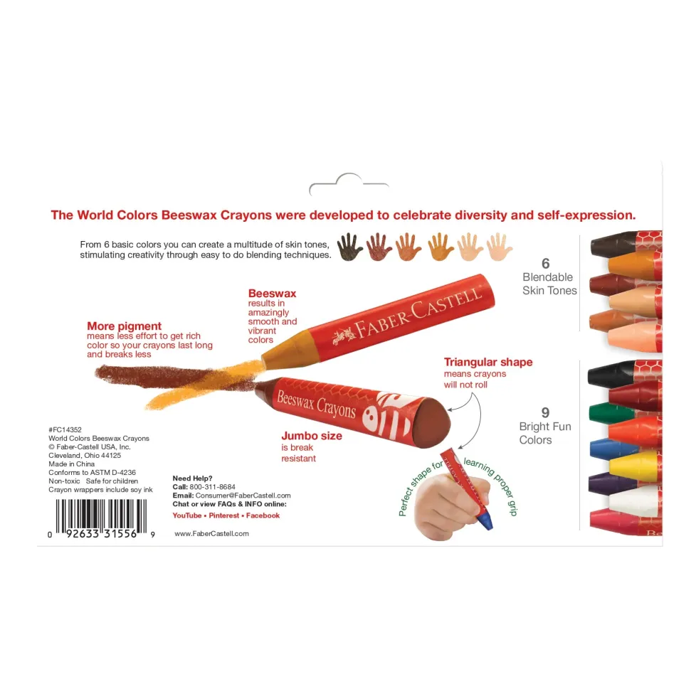 Faber-Castell World Colors Beeswax Crayons - 15 count