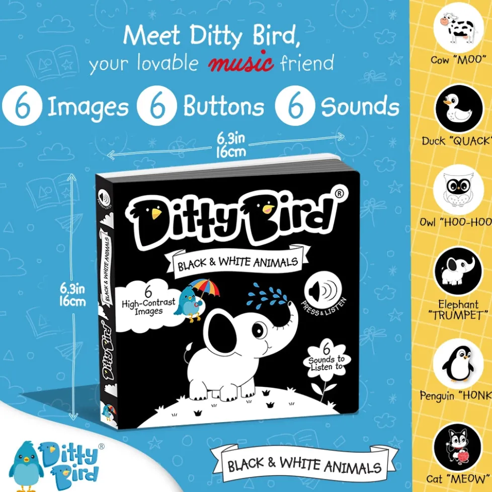 Ditty Bird® Black and White Sound Book for Newborns