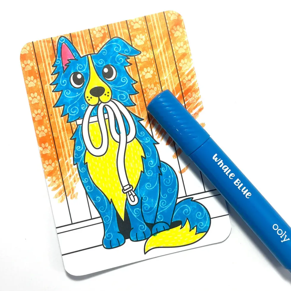 Ooly Undercover Art Hidden Pattern Coloring Activity Art Cards - Dog Days