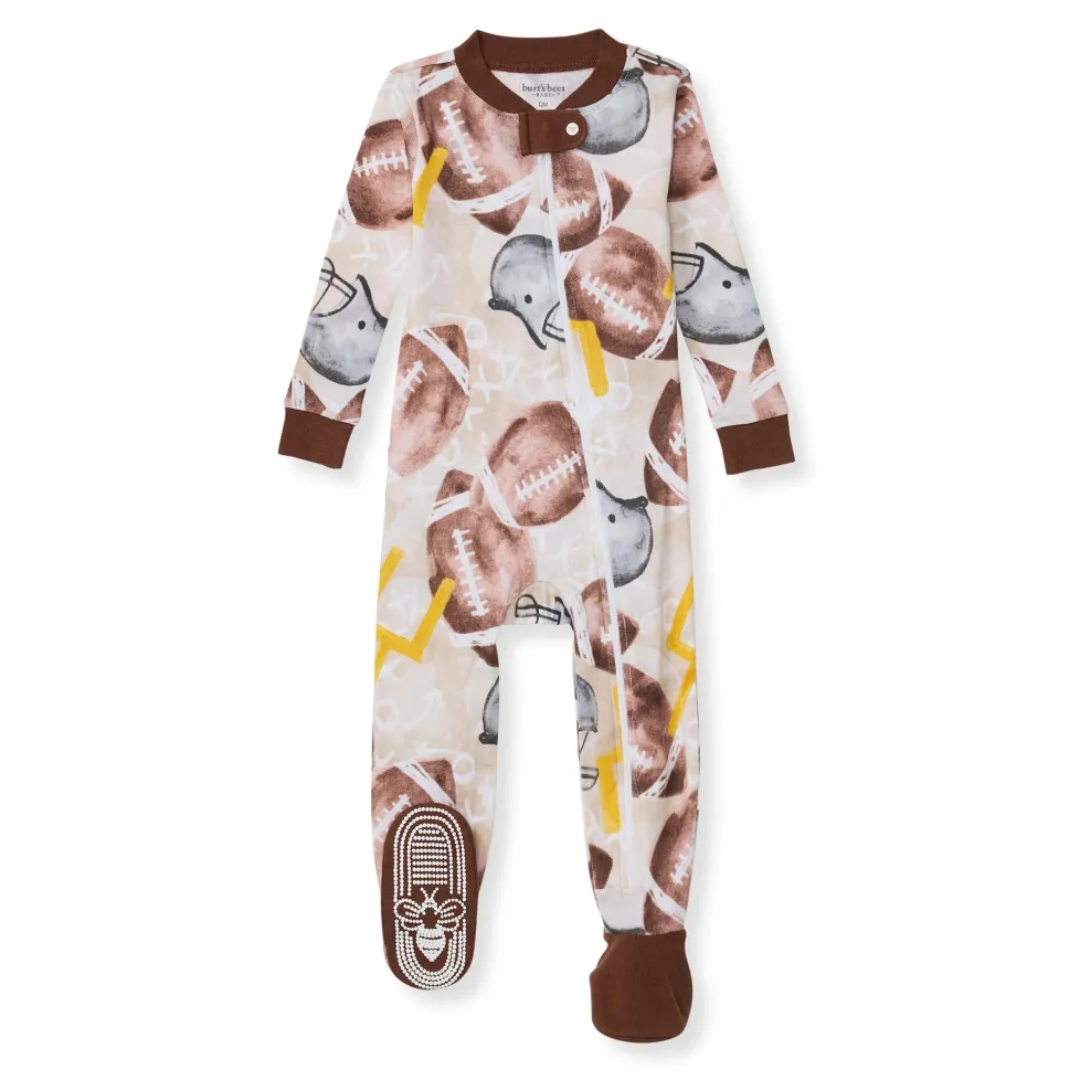 Burt's Bees Organic Baby One-Piece Footless Sleep & Play Football Season