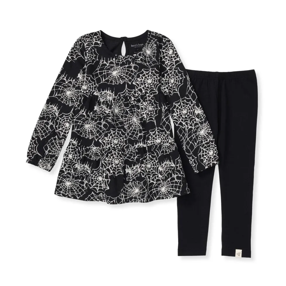 Burt's Bees Organic Baby Girl Spiderwebs Shirt and Pant Set