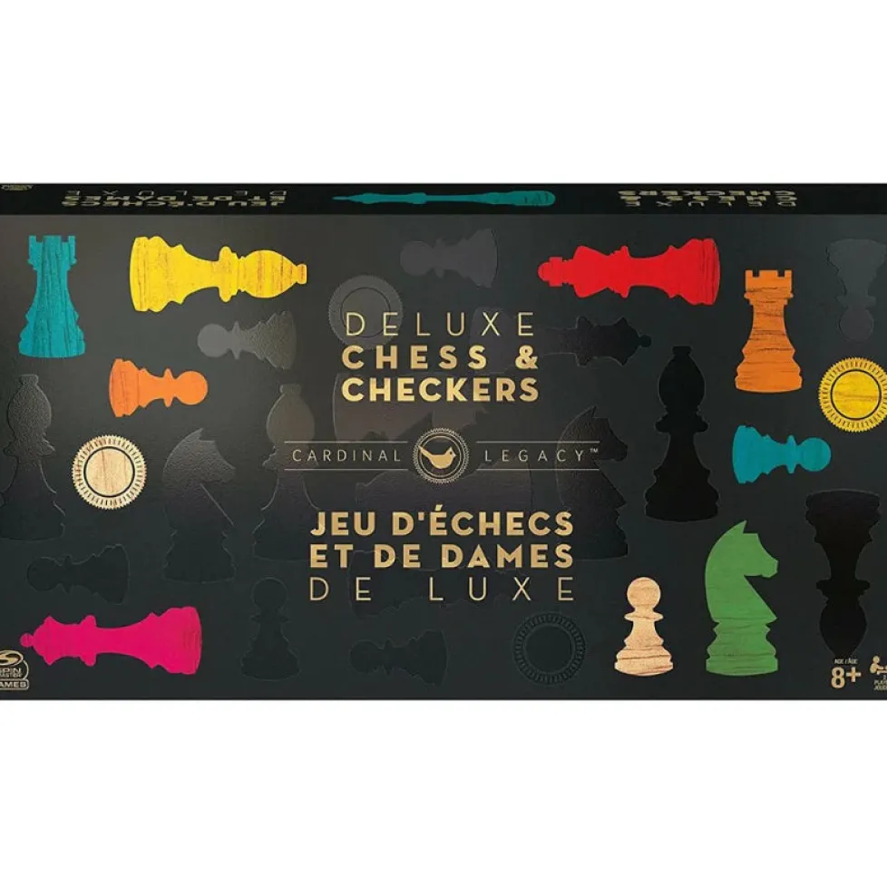 Cardinal Games Deluxe Wooden Chess Checkers
