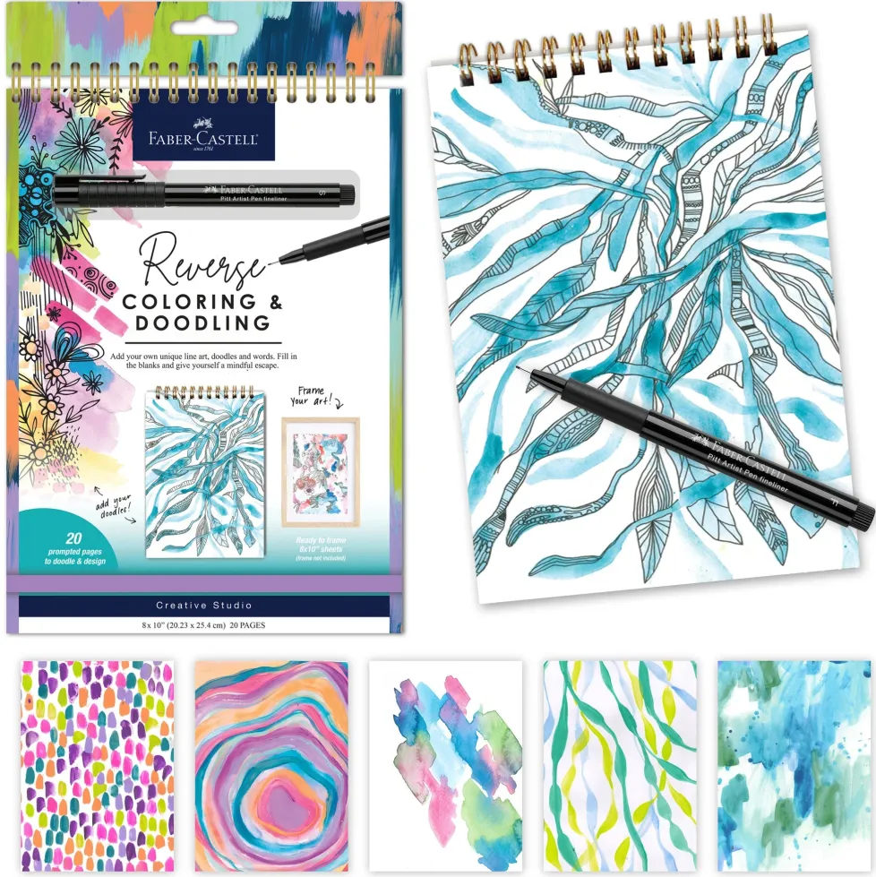 Faber-Castell Reverse Coloring & Doodling Book - Brights Edition