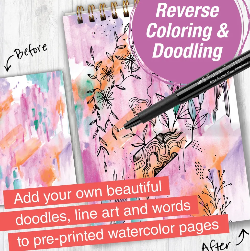 Faber-Castell Reverse Coloring & Doodling Book - Brights Edition