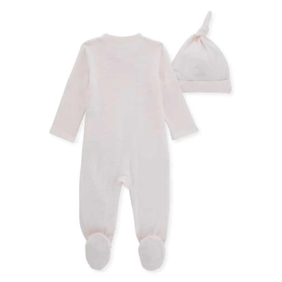 Burt's Bees Organic Baby Micro Stripe Jumpsuit & Knot Top Hat Set Dawn