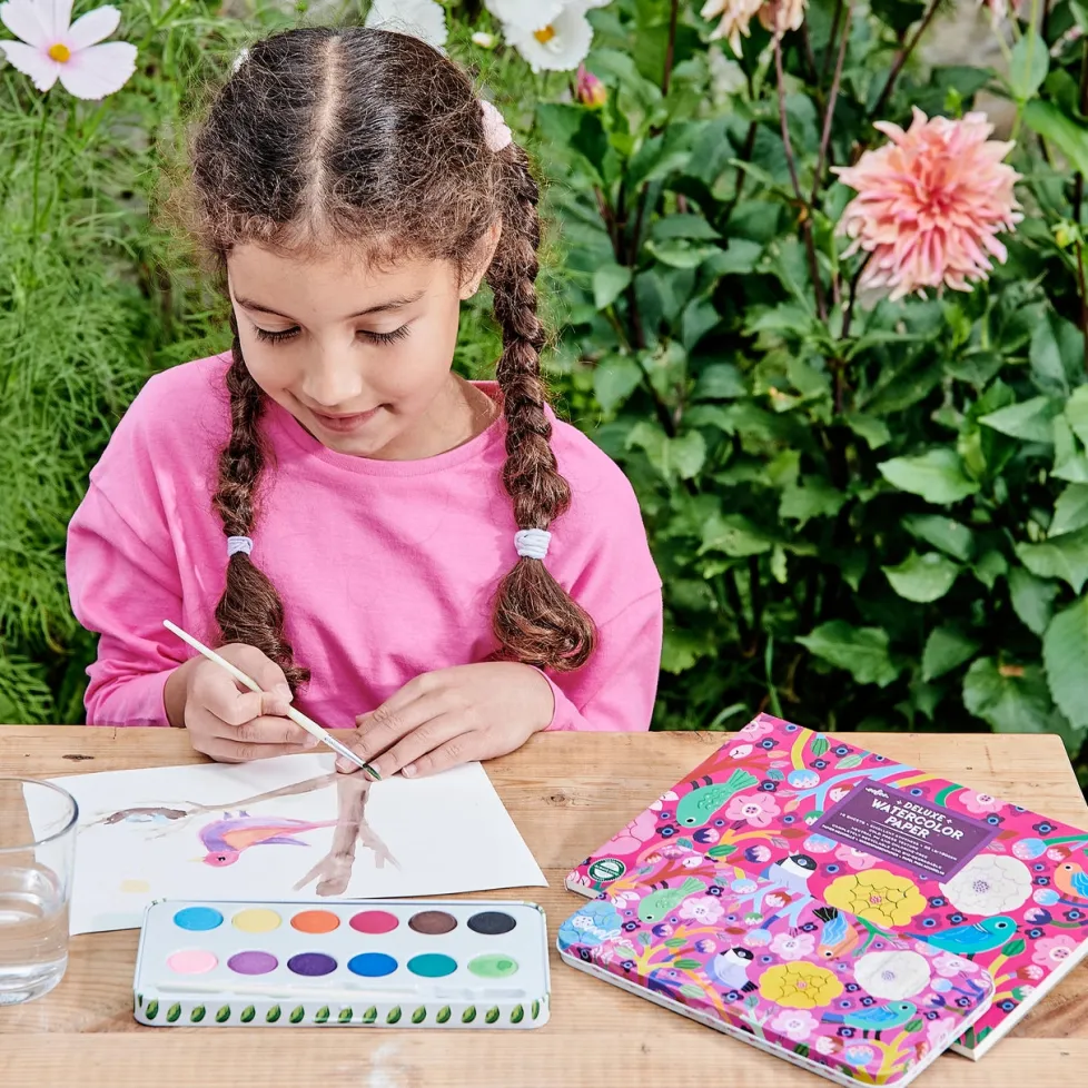 eeBoo Watercolor Pad: Birds in Fuchsia