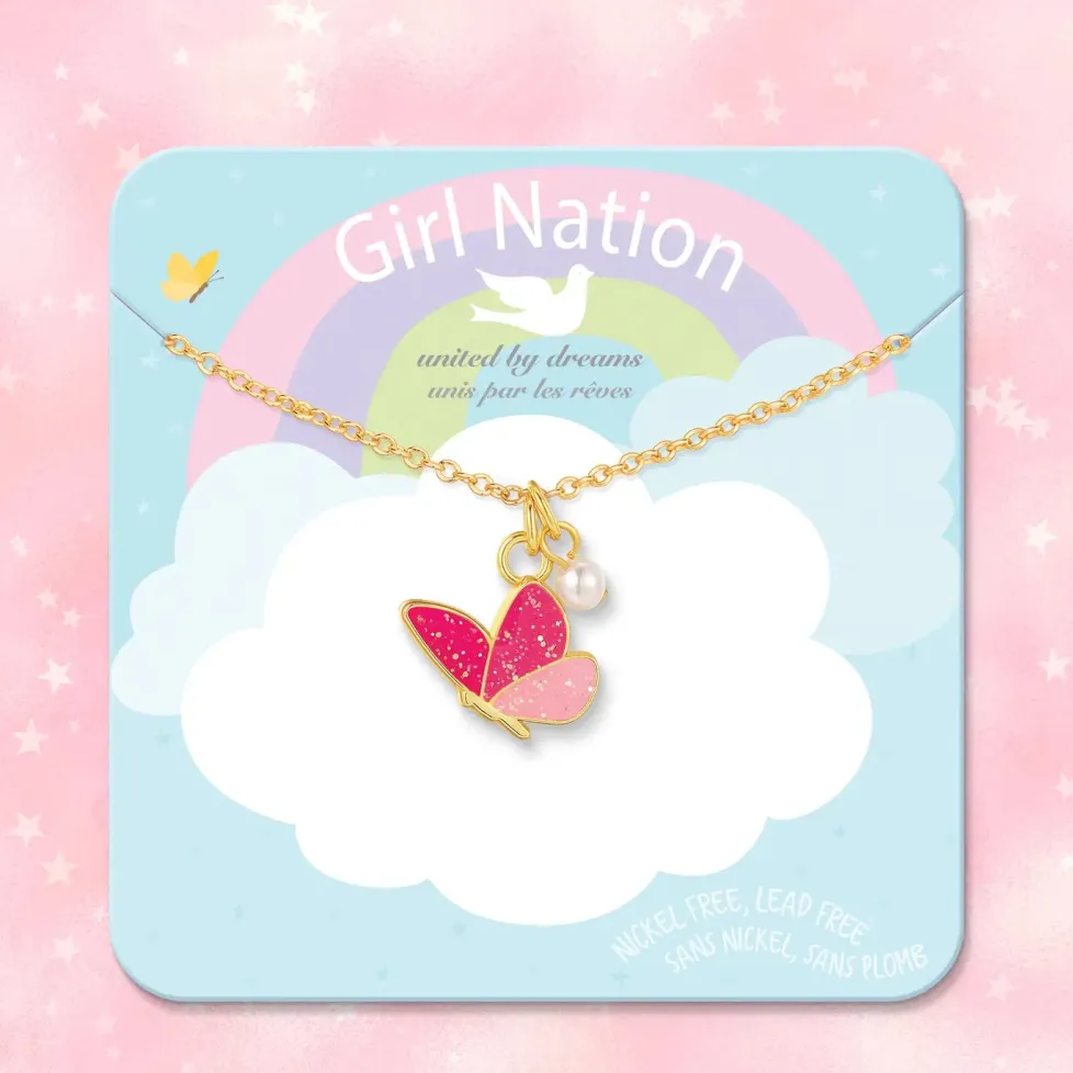 Girl Nation Sweet Petite Necklace Glitter Butterfly Dreams