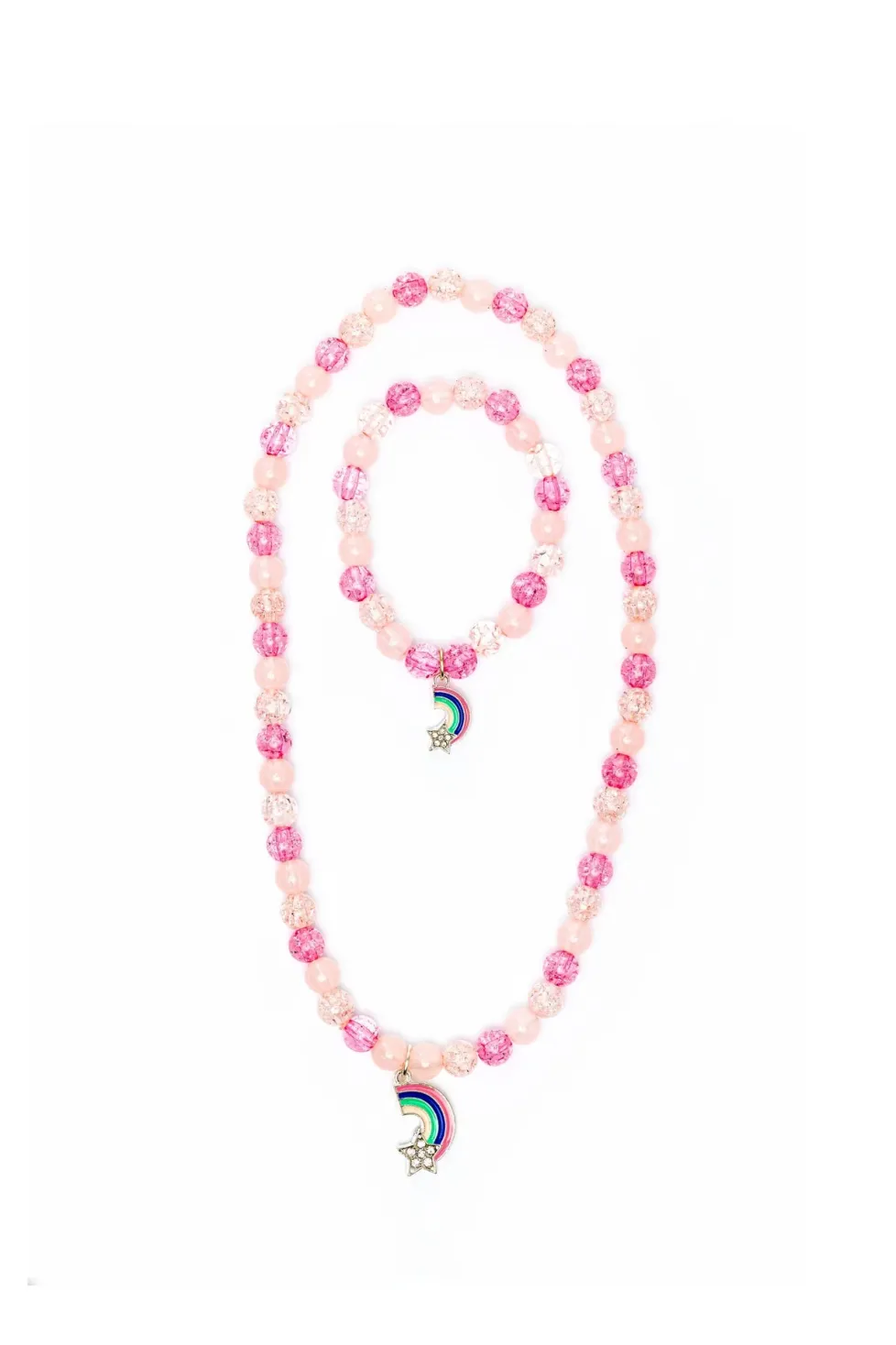 Great Pretenders Necklace & Bracelet Set: Purple/Pink Rainbow
