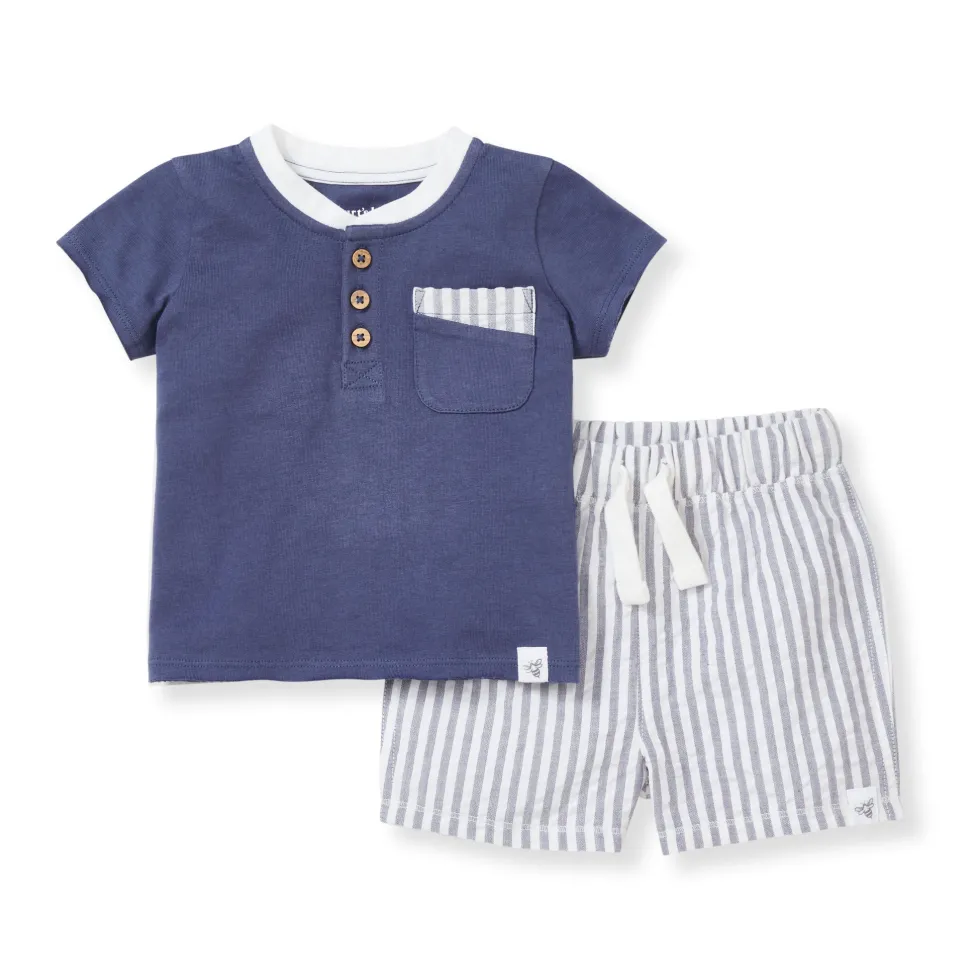 Burt's Bees Organic Henley Tee & Seersucker Short Set