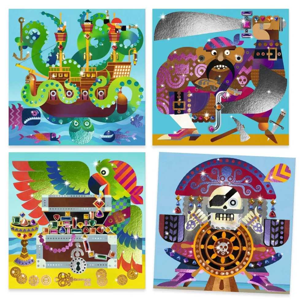 Djeco Up and at 'Em Foil and Jewel Mosaic Craft Kit