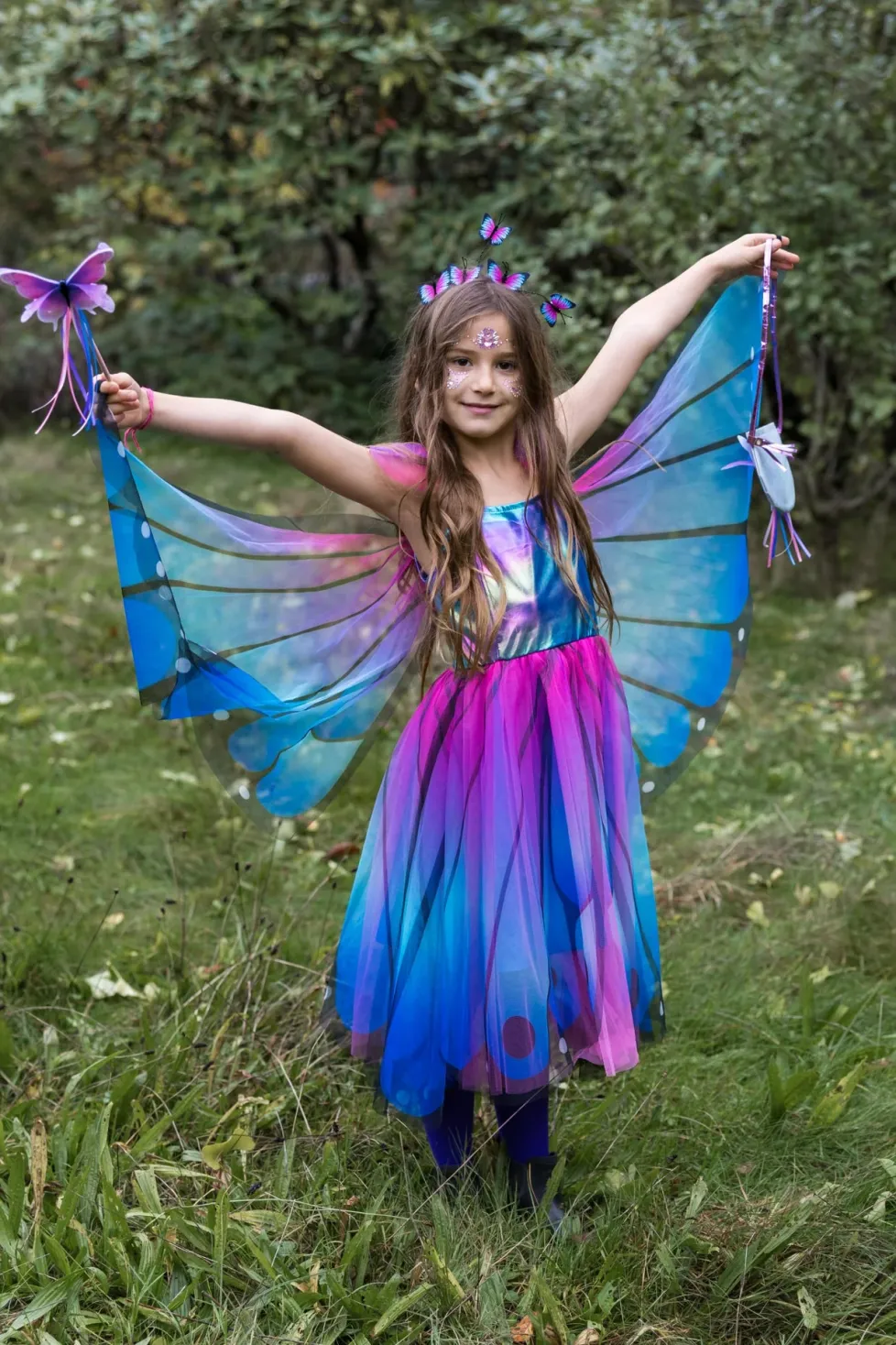 Great Pretenders Blue Butterfly Twirl Dress with Wings & Headband