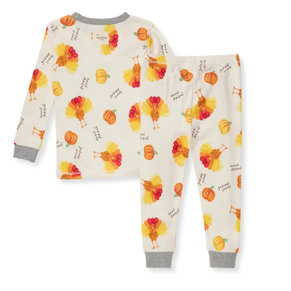 Burt's Bees Organic Snug Fit Two-Piece Pajamas Turkey Gobble