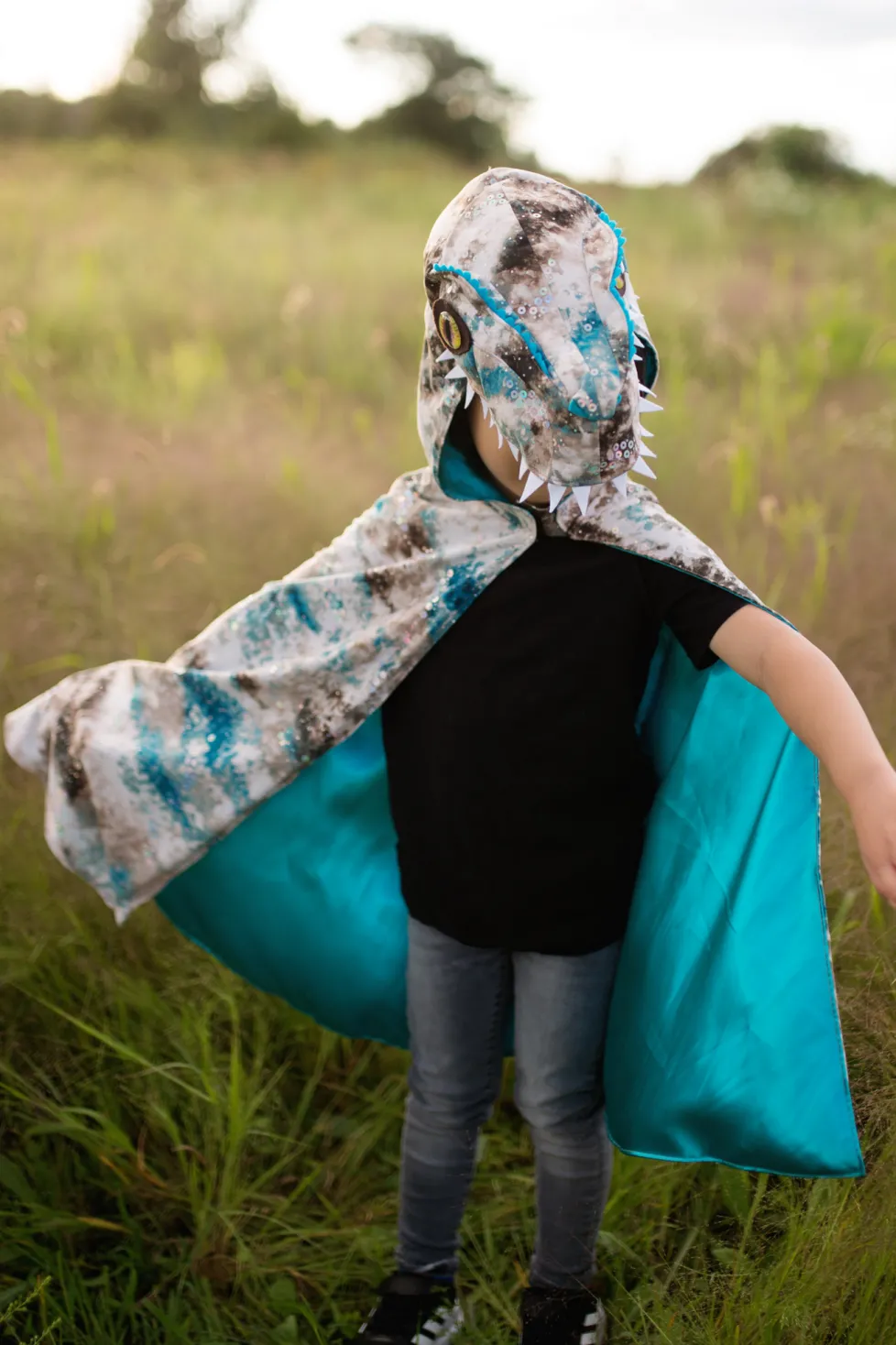 Great Pretenders Raptor Cape Teal/Brown Size 5/6