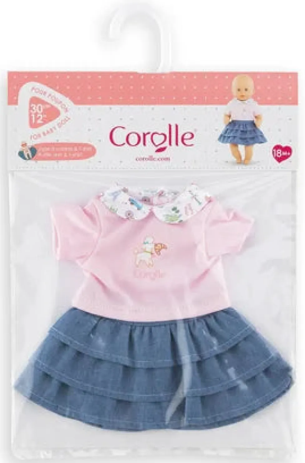 Corolle Dolls Clothes 12" Weekend in Paris: T-Shirt & Ruffled Skirt