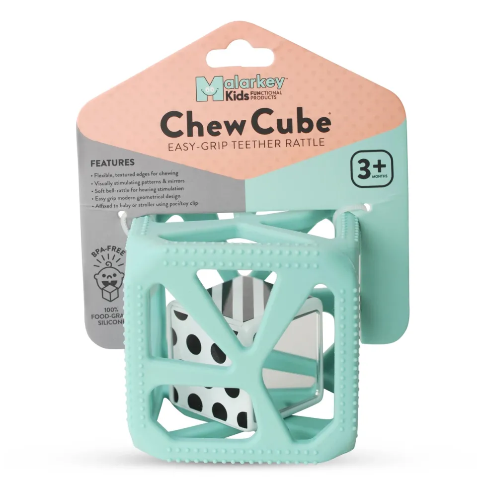 Malarky Kids® Chew Cube Silicone Rattle (Grey)