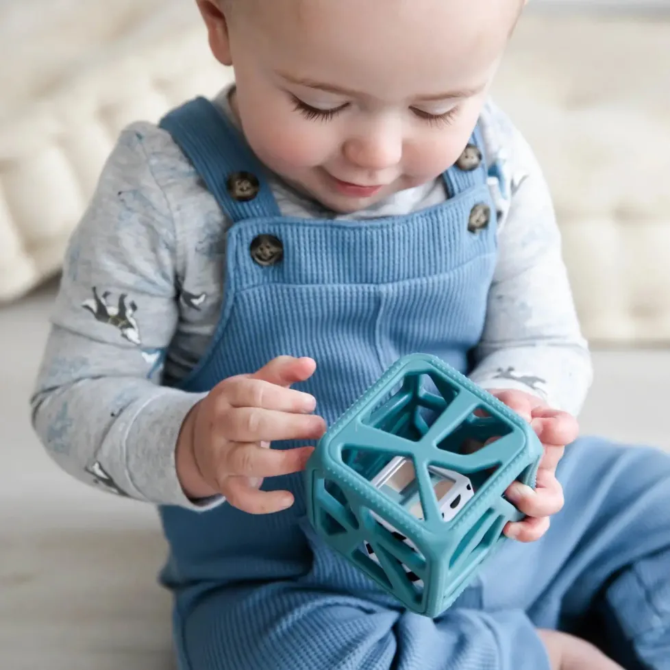Malarky Kids® Chew Cube Silicone Rattle (Grey)